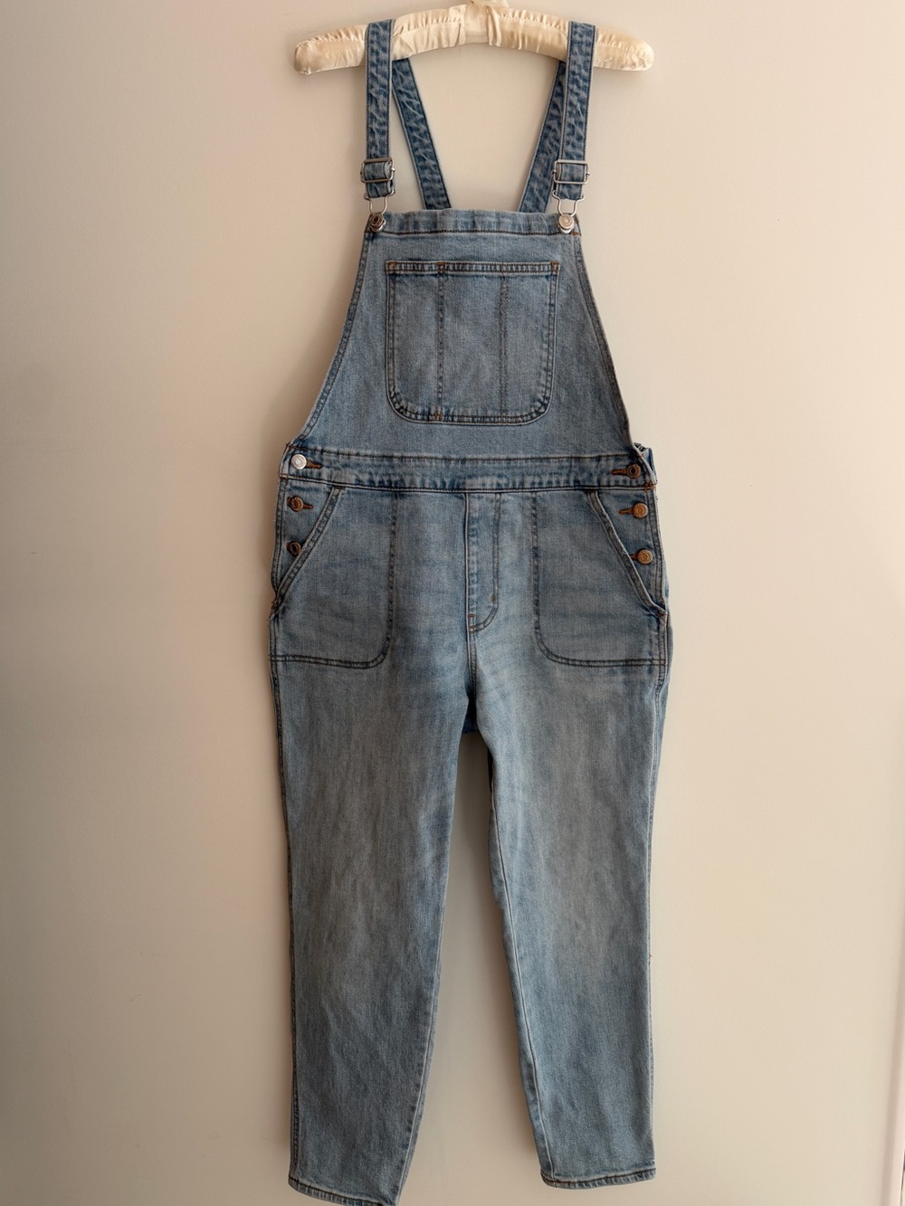 OLD NAVY Denim Bib Overalls Taper Leg Light Blue Festival Casual Farmcore Boho